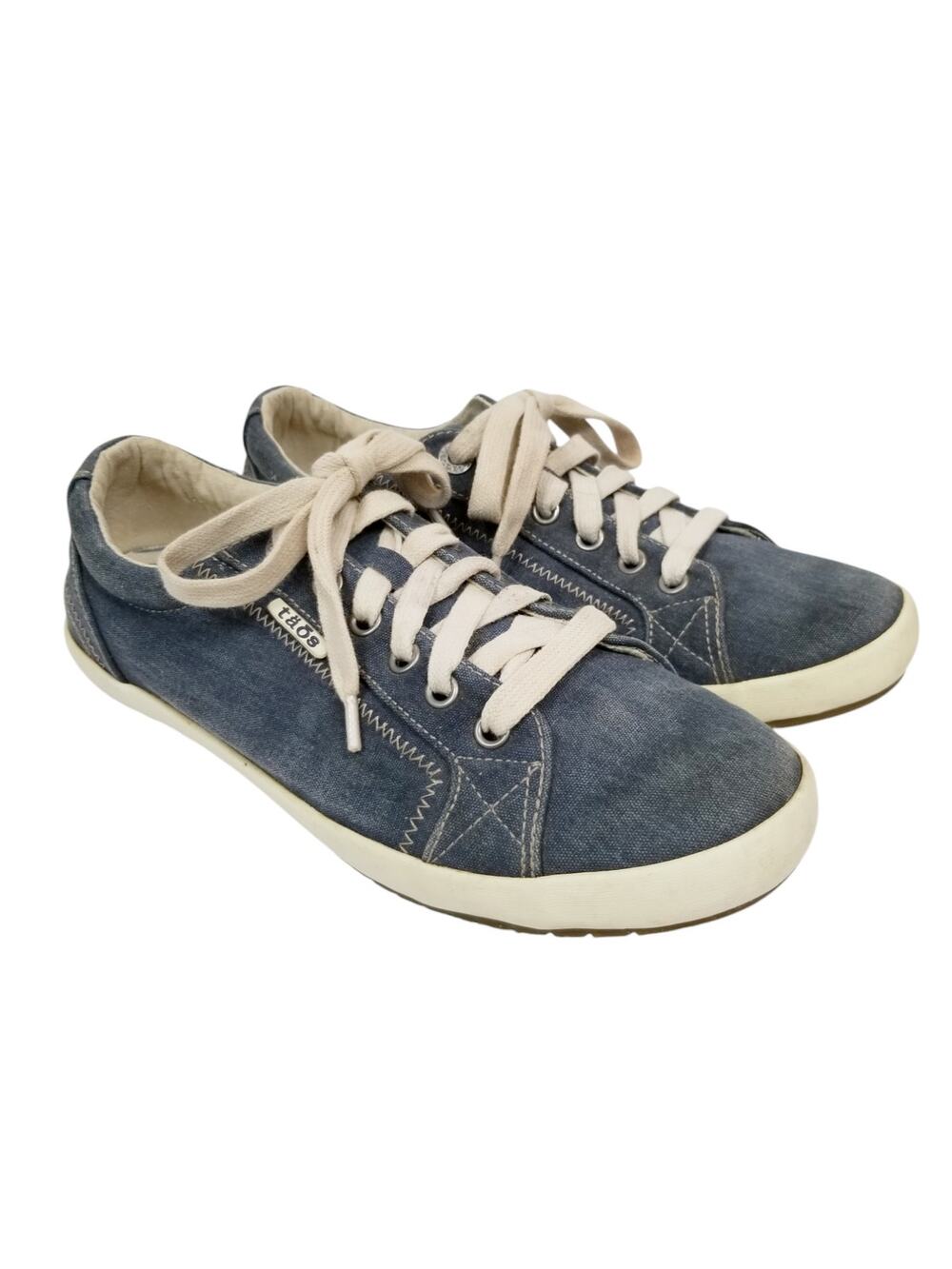 Taos Star Lace Up Denim Canvas Chambray Sneakers Blue Womens Size 9.5W Wide